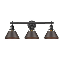 Golden 3306-BA3 BLK-RBZ - Yep by Golden Lighting Orwell 3-light Vanity in Matte Black and Rubbed Bronze shade